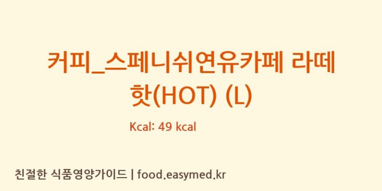 [투썸플레이스] 커피_스페니쉬연유카페 라떼 핫(HOT) (L) 영양성분 (칼로리, 단백질, 나트륨)