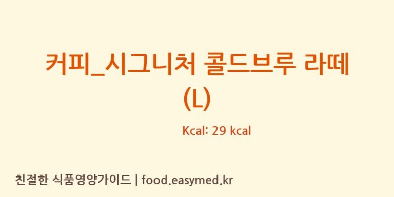 [카페베네] 커피_시그니처 콜드브루 라떼 (L) 영양성분 (칼로리, 단백질, 나트륨)