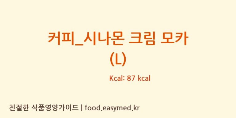 커피_시나몬 크림 모카 (L) 칼로리 및 주요 영양소 분석 (커피마마)