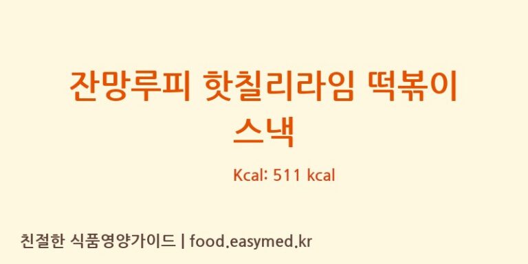 잔망루피 핫칠리라임 떡볶이 스낵 칼로리 및 주요 영양소 분석 (㈜동화씨앤에프)