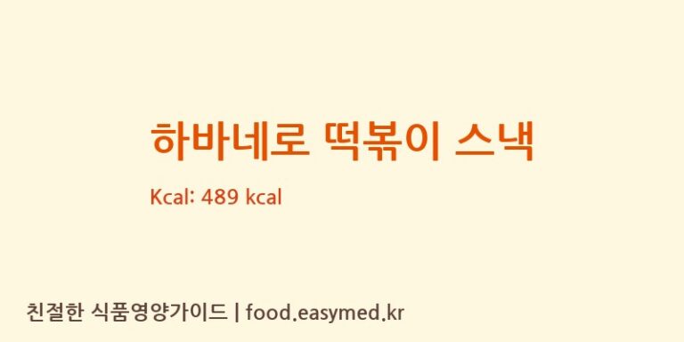 하바네로 떡볶이 스낵 칼로리 및 주요 영양소 분석 (㈜동화씨앤에프)