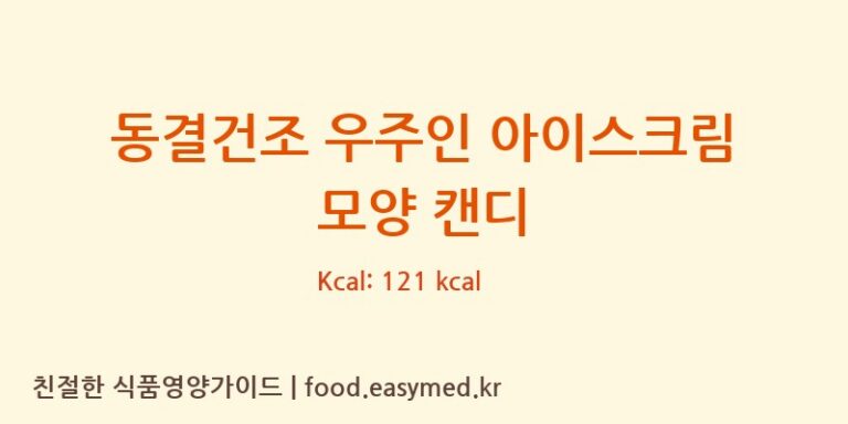 동결건조 우주인 아이스크림 모양 캔디 칼로리 및 주요 영양소 분석 (NANTONGLITAIJIANLONGFOODCO.,LTD.)