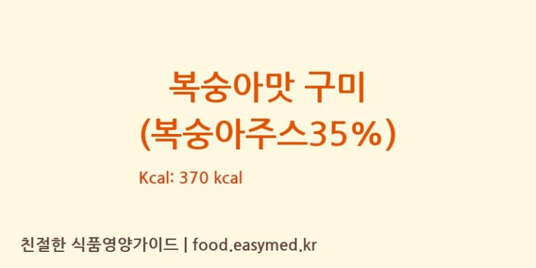 [FUJIANPROVINCEJINJIANGCITYHUAJIAFOODCO.,LTD] 복숭아맛 구미 (복숭아주스35%) 영양성분 (칼로리, 단백질, 나트륨)