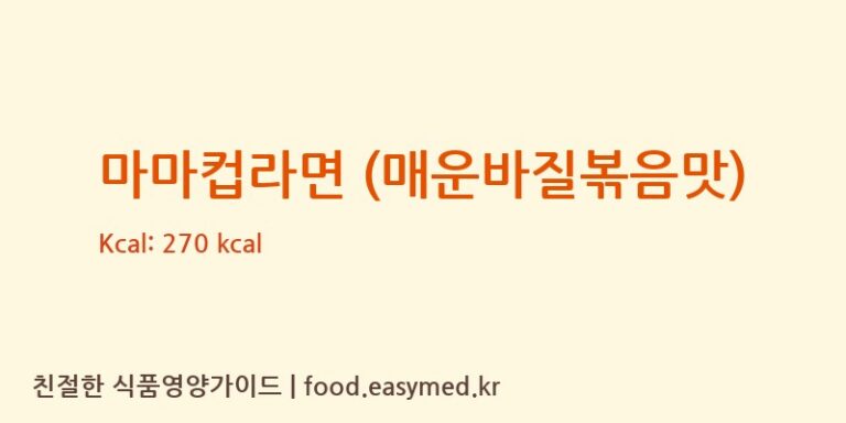 마마컵라면 (매운바질볶음맛) 칼로리 및 주요 영양소 분석 (THAIPRESIDENTFOODSPUBLICCO.,LTD)