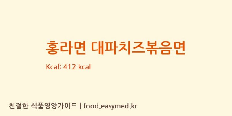 [㈜팔도] 홍라면 대파치즈볶음면 다이어트 영양 정보 (당류, 단백질)
