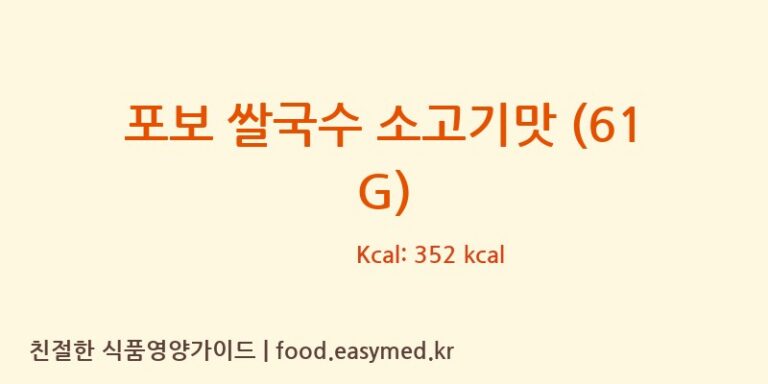 포보 쌀국수 소고기맛 (61 G) 칼로리 및 주요 영양소 분석 (STCO FOODS COMPANY LIMITED)