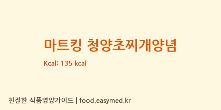 [㈜시아스] 마트킹 청양초찌개양념 다이어트 영양 정보 (당류, 단백질)