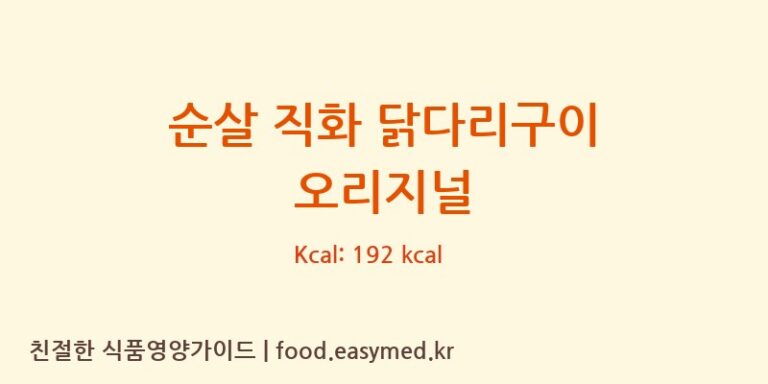 [(주)케이지프레시] 순살 직화 닭다리구이 오리지널 영양성분 (칼로리, 단백질, 나트륨)