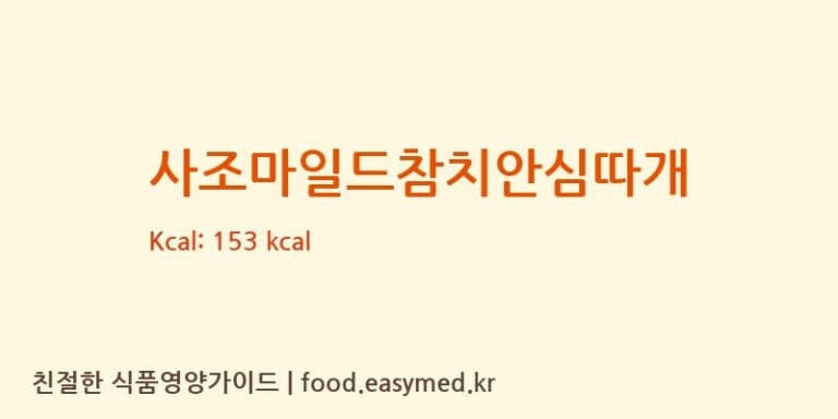 [사조산업㈜] 사조마일드참치안심따개 영양성분 (칼로리, 단백질, 나트륨)